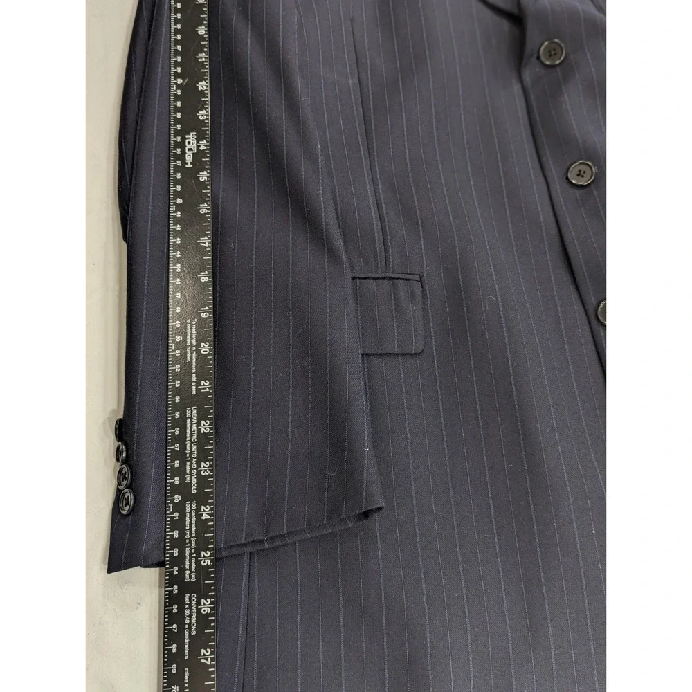 Daniel Cremieux Blazer Sport Coat Suit Jacket Loro Piana‎ 44R Navy Pin Striped